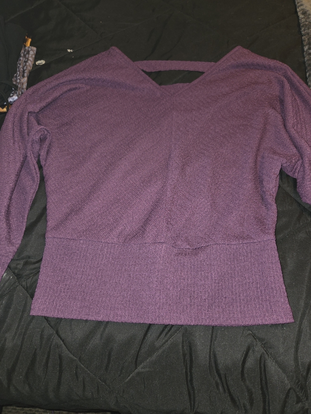 A. Byer Deep Plum V-Neck Sweater